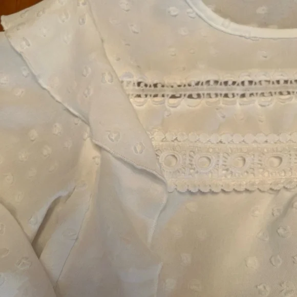 NWT Pretty White Ruffle, Long Sleeve Top - Picture 4 of 16